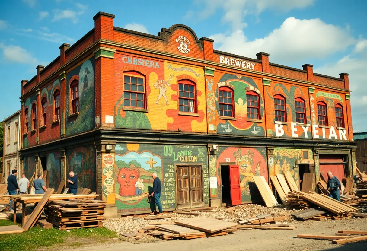Volunteers salvaging materials from Hunter-Gatherer Brewery