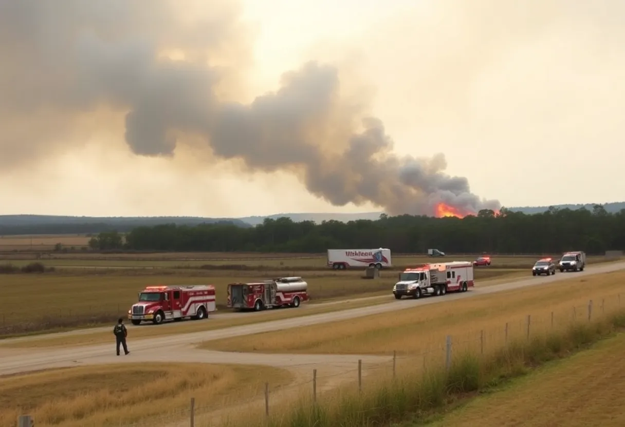 Firefighters responding to a smoke advisory at Lexington landfill.