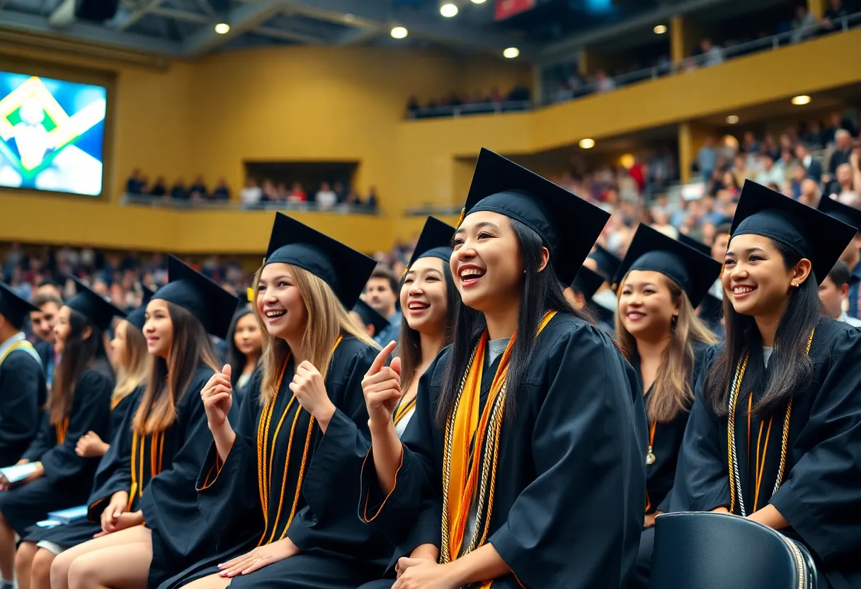 Graduation ceremony at Midlands Technical College with students in caps and gowns