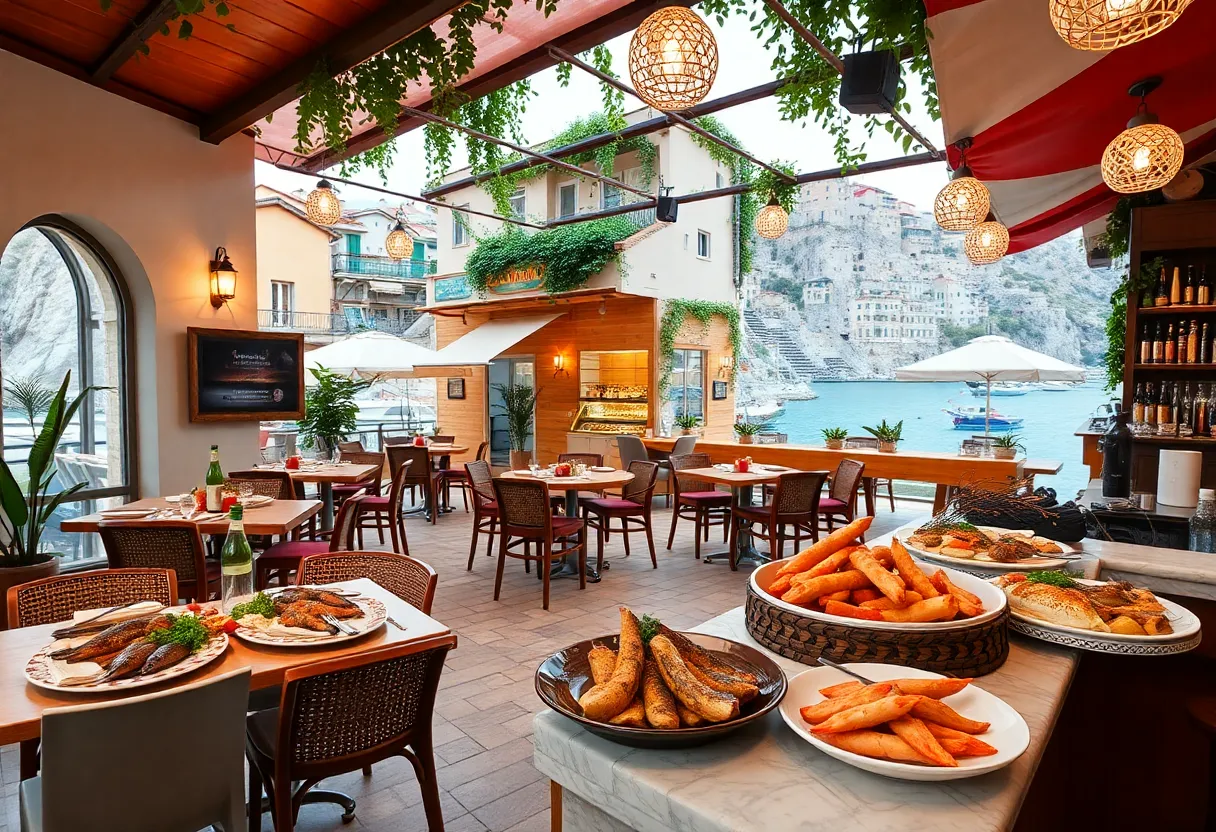 Interior view of Mother’s Oysters + Pies restaurant showcasing a cozy atmosphere and seafood delicacies.