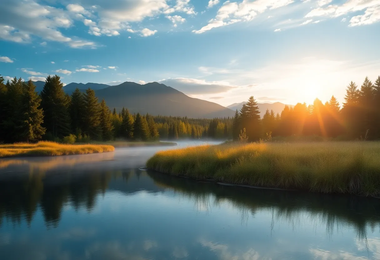 A tranquil nature scene representing healing for PTSD.