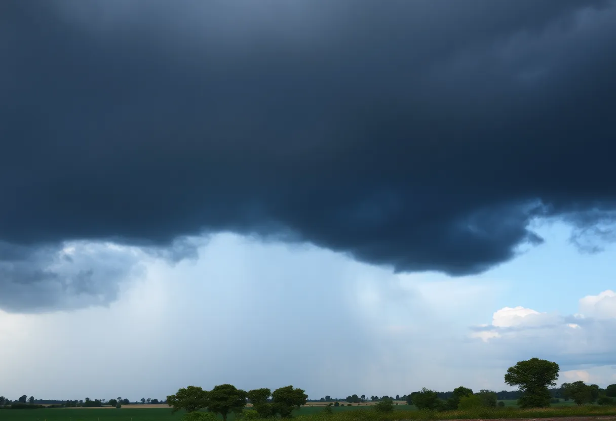 Dark storm clouds over Sumter County signaling severe weather
