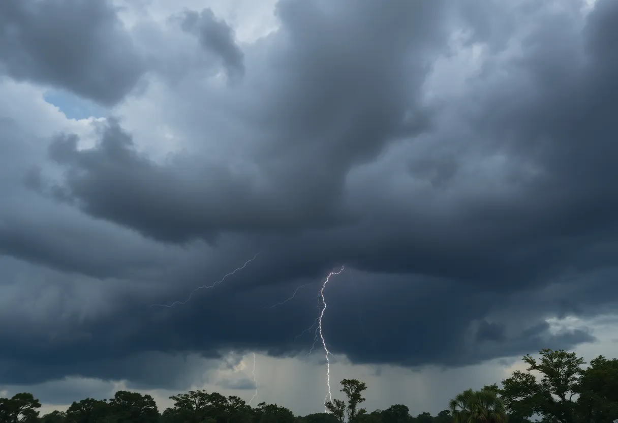Storm clouds and severe weather over Columbia South Carolina