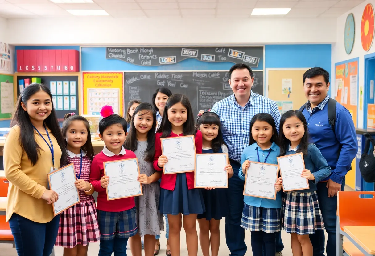 Celebration of South Carolina education awards with educators and students.