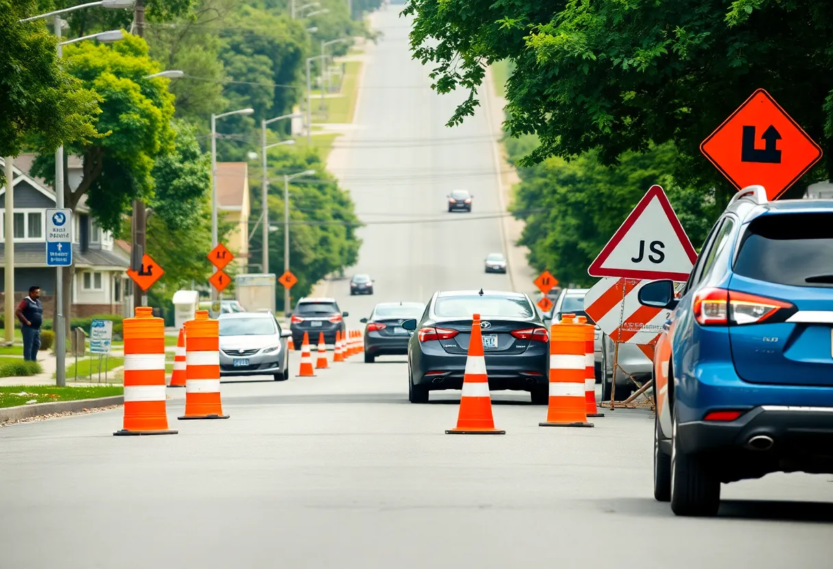 Construction work causing traffic delays on Sunset Boulevard