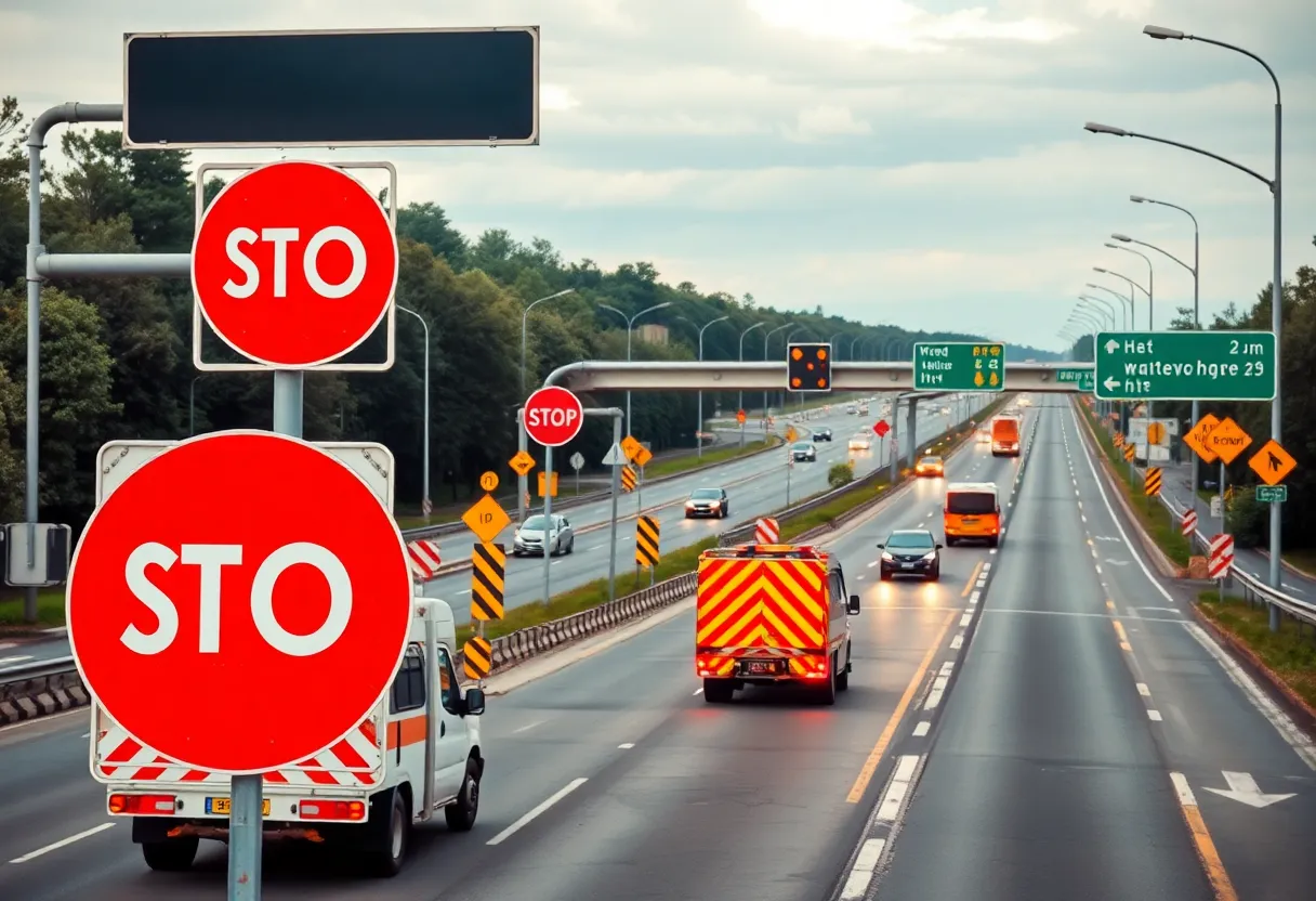 Construction area at the intersection of Corley Mill Road and Sunset Boulevard
