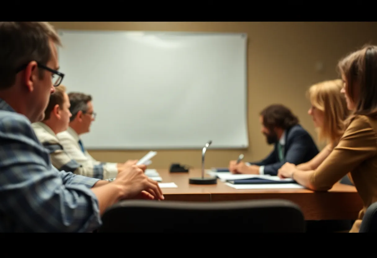 Tense school board meeting illustrating conflict and tension