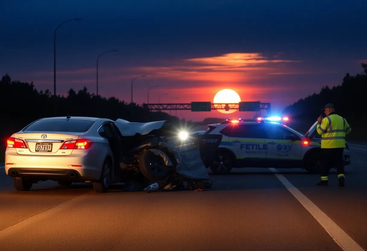 Emergency responders at the scene of a tragic accident on U.S. Highway 20 in Island Park.
