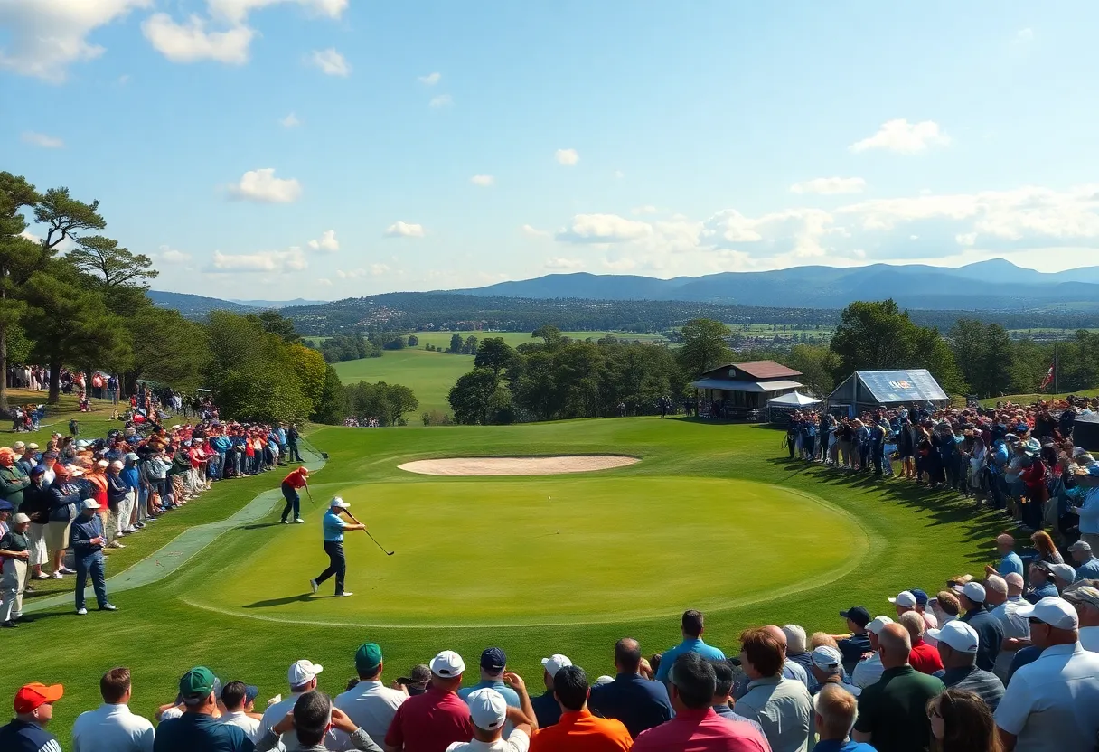 Golf players competing at the Valentine Invitational Tournament