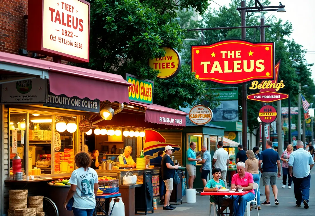Patrons enjoying various walk-up eateries in Columbia, S.C.