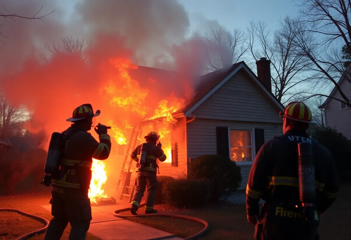 Firefighters responding to a residential fire in Columbia, SC.