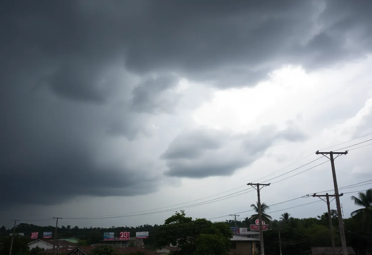 Dramatic thunderstorms unleashing heavy rain over Columbia, SC