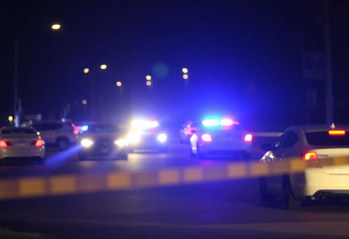 Police lights at a crime scene in Columbia, SC.