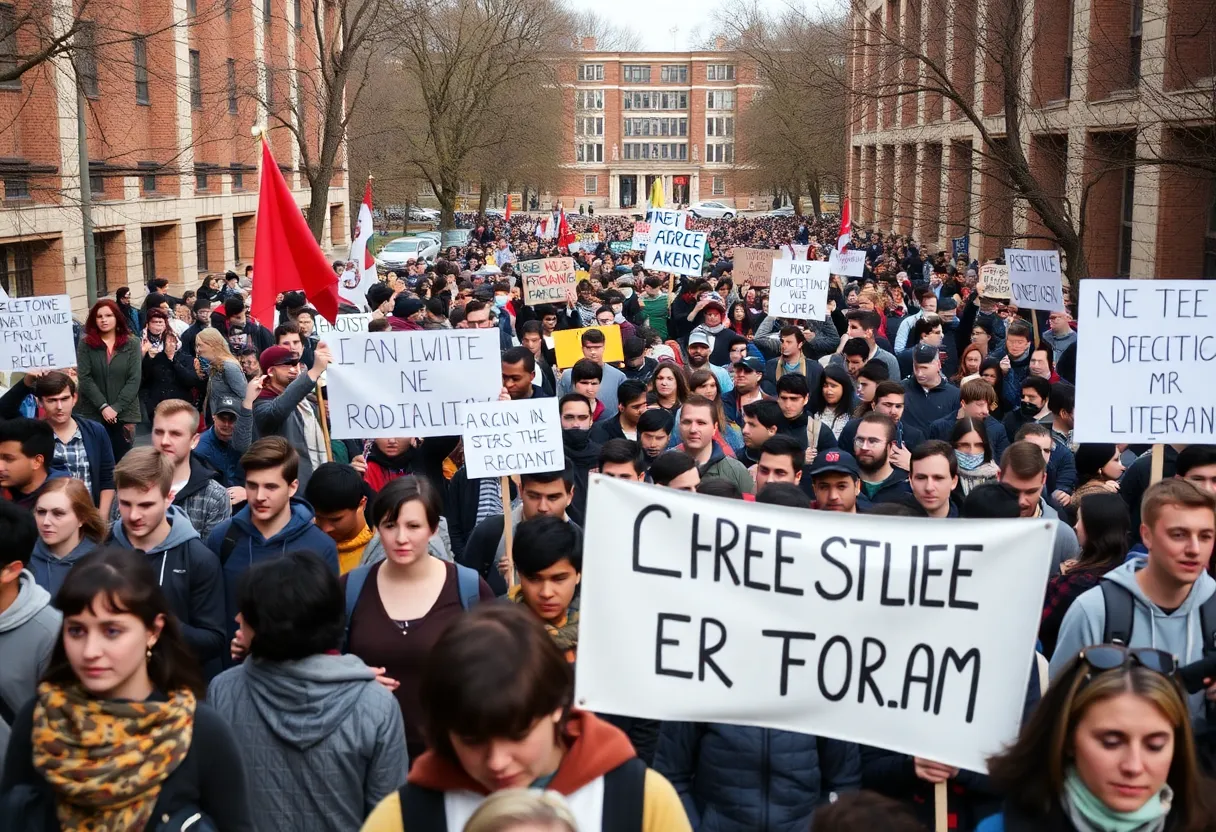 Students protesting for academic freedom at Columbia University