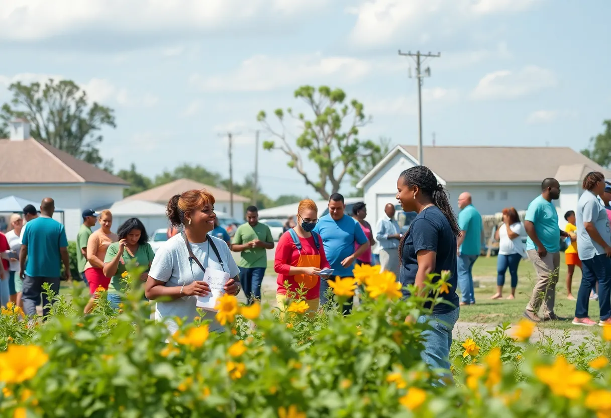 Volunteers working in local community service projects