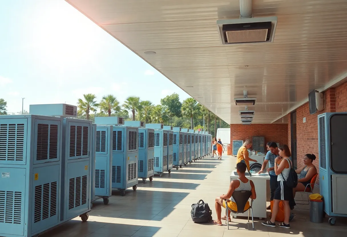 Cooling station providing relief from summer heat in Columbia, SC