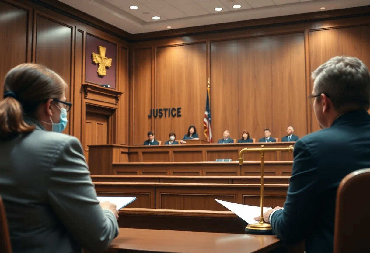 A courtroom representing justice in a child exploitation case