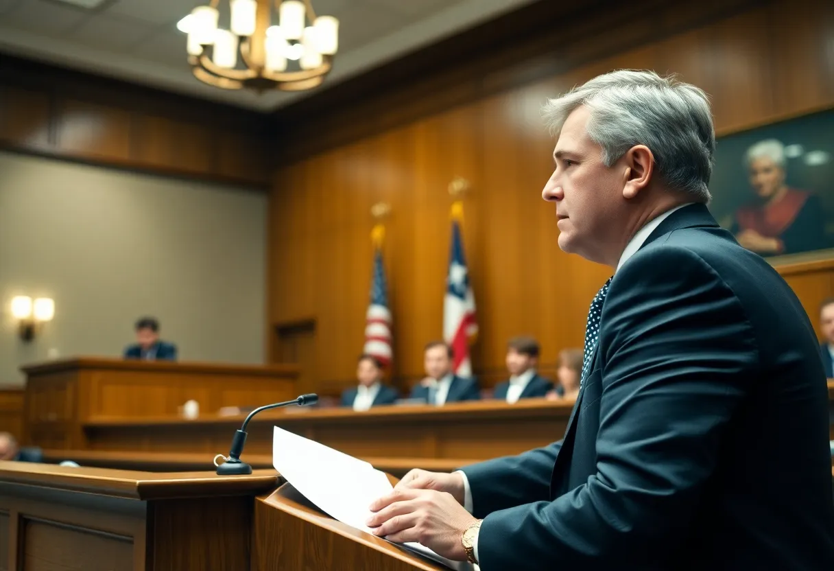 Courtroom with a judge presiding over a sentencing hearing