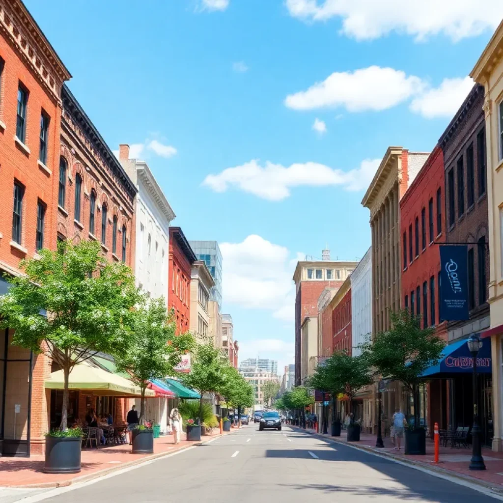 A quiet summer in downtown Columbia SC with local shops