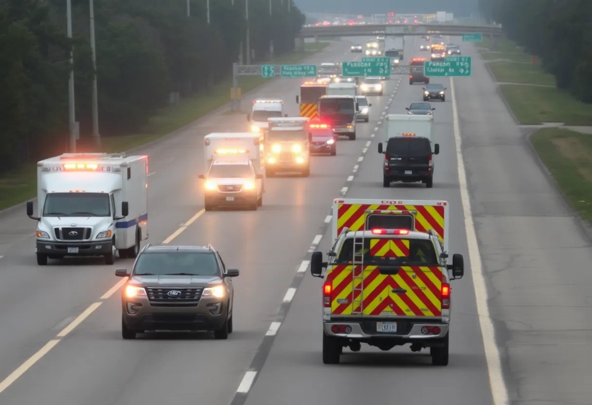 Emergency personnel coordinating a hurricane evacuation exercise in South Carolina