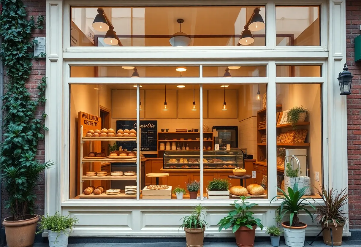 Exterior view of JJ's Place Bakery with baked goods displayed.