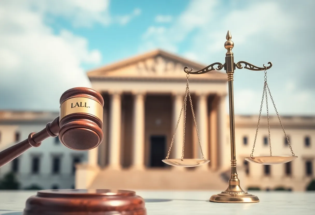 Symbolic image representing justice and legal proceedings