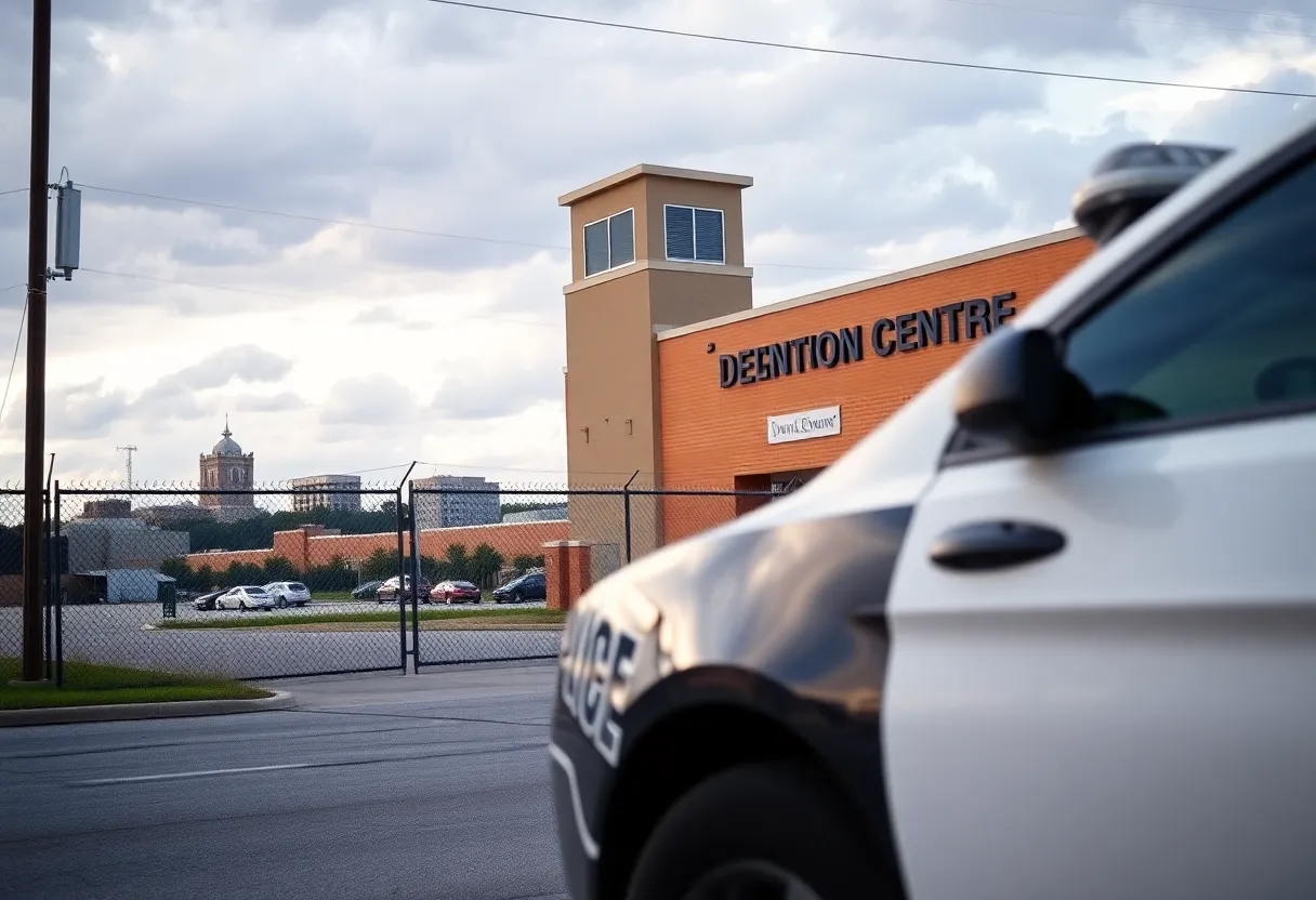 Police car outside a detention center in South Carolina