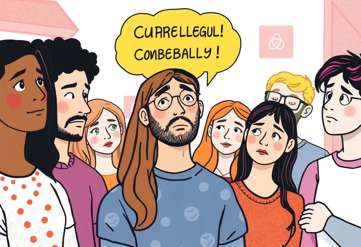 A diverse group of LGBTQ+ individuals standing together showing solidarity.