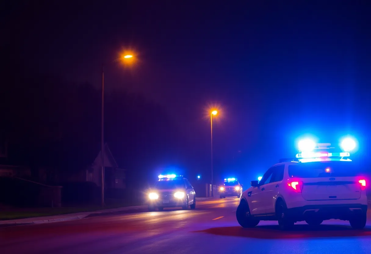 Police searching in a neighborhood during a manhunt in Minnesota