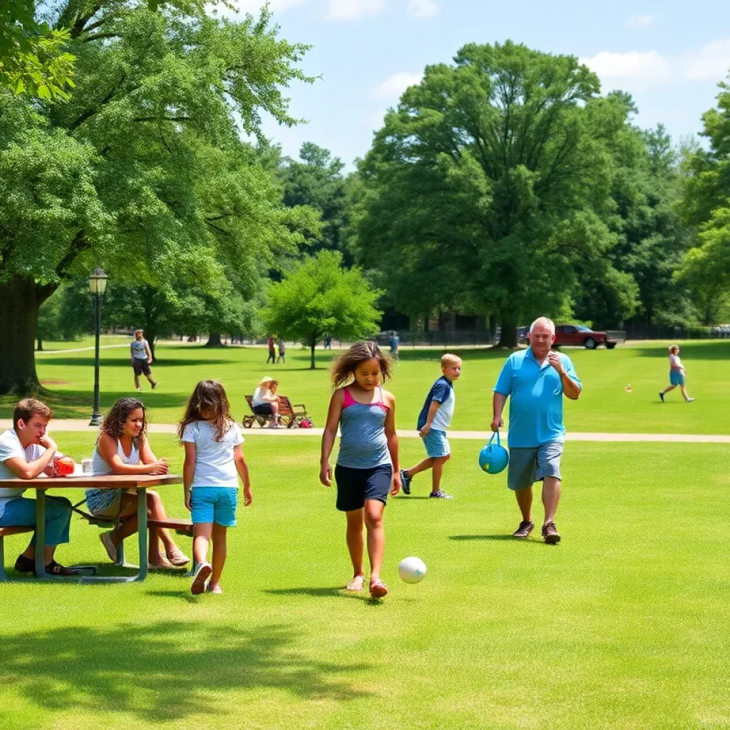 Families enjoying outdoor activities in a park in Lexington, SC