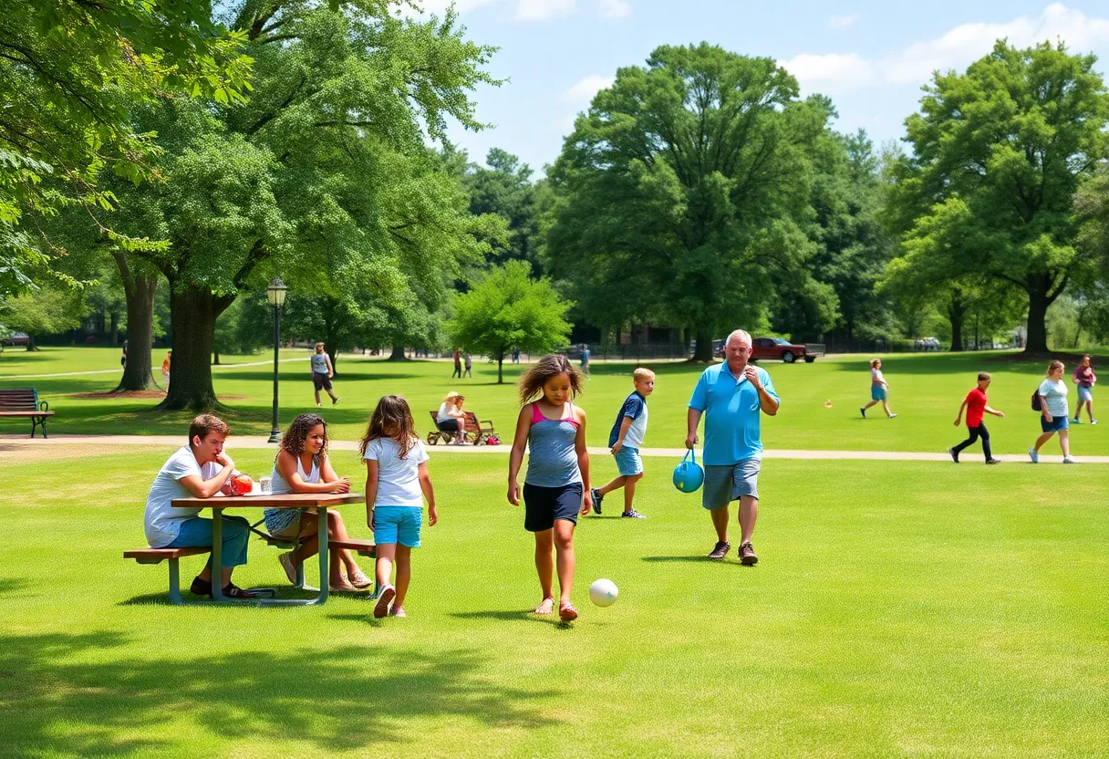Families enjoying outdoor activities in a park in Lexington, SC