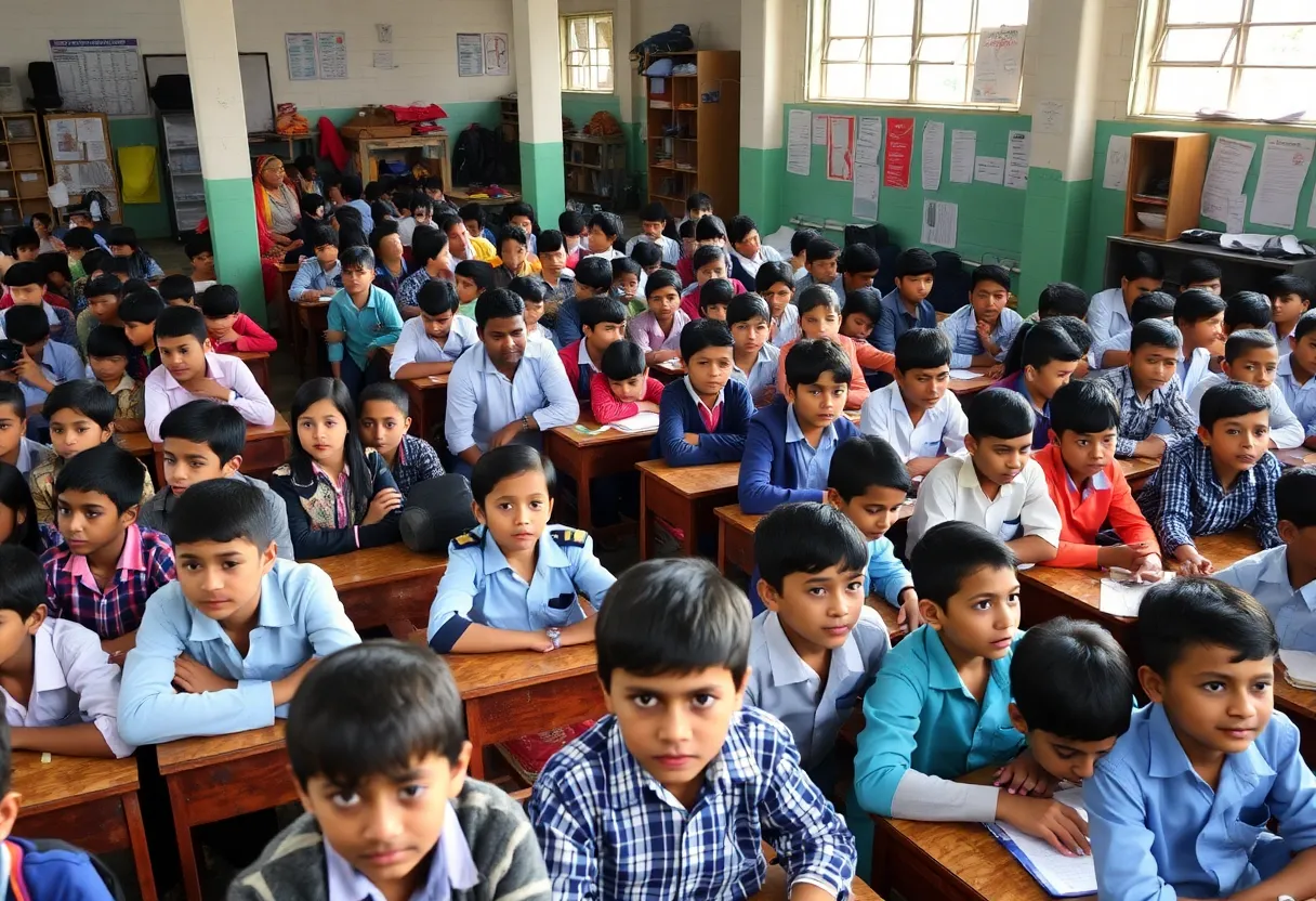 Students in an overcrowded classroom at a Lexington school