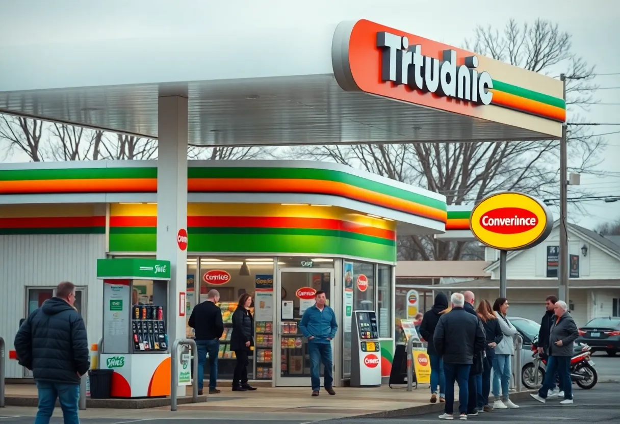 Exterior view of Pitt Stop gas station in Columbia