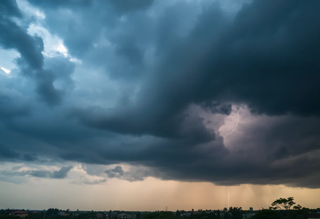 Dark thunderclouds approaching Columbia, SC
