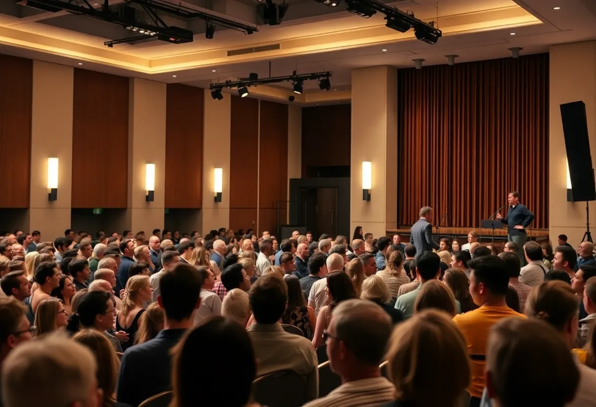 Audience enjoying a Q&A session with a Broadway star at Columbia College.