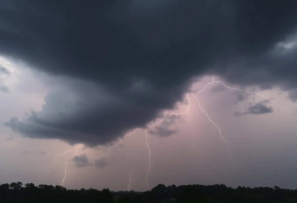 Severe thunderstorm over Columbia, SC