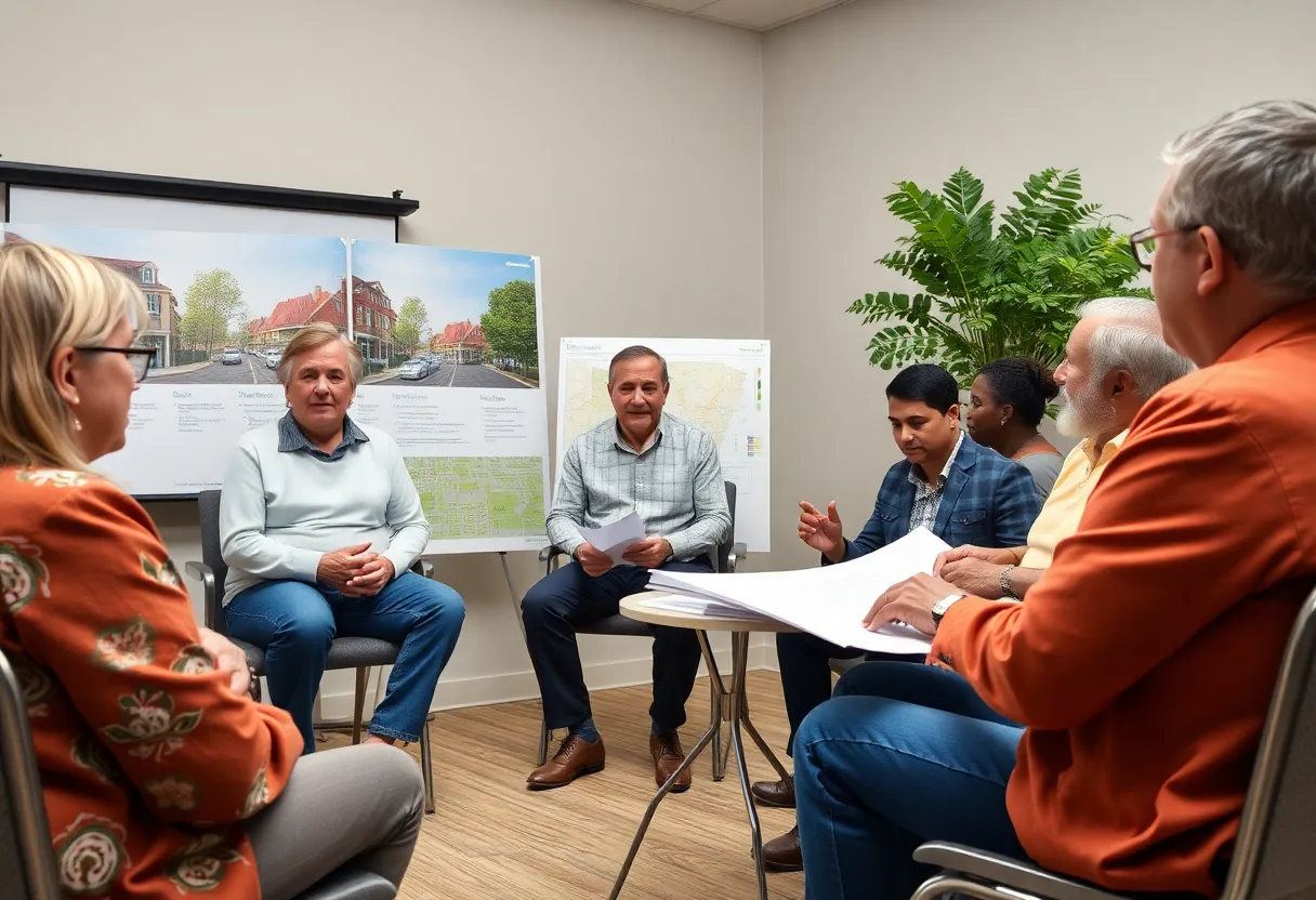 Residents discussing the Williams Street Extension project at a public meeting