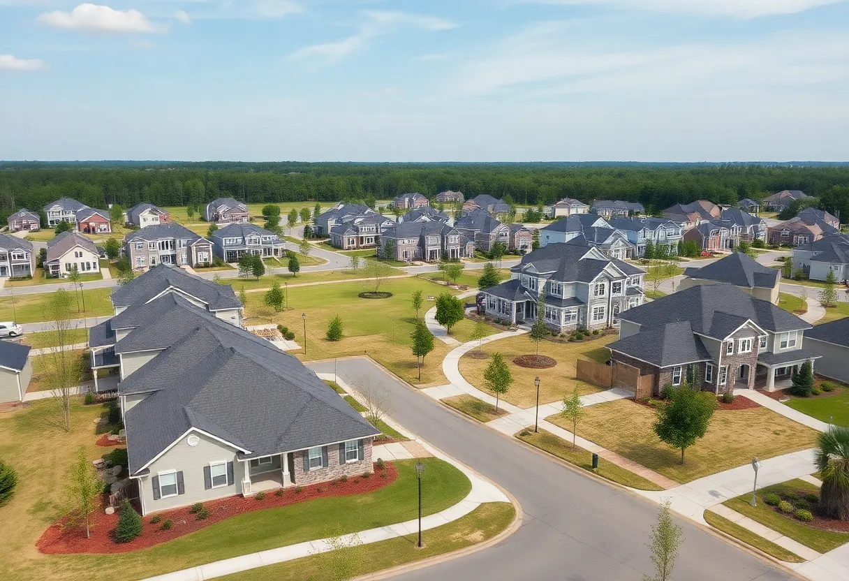 Residential developments in Cayce SC with new homes and sidewalks