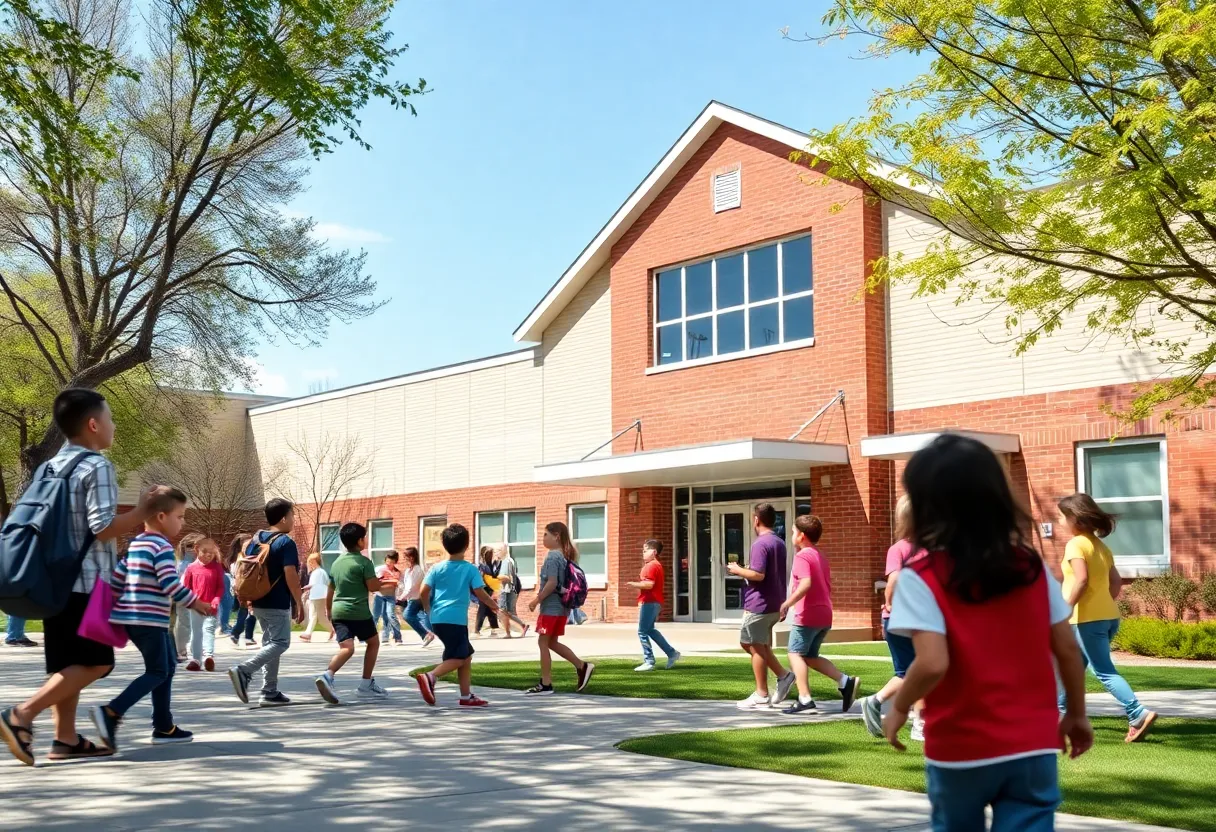 Elementary students playing outside Centerville Elementary School