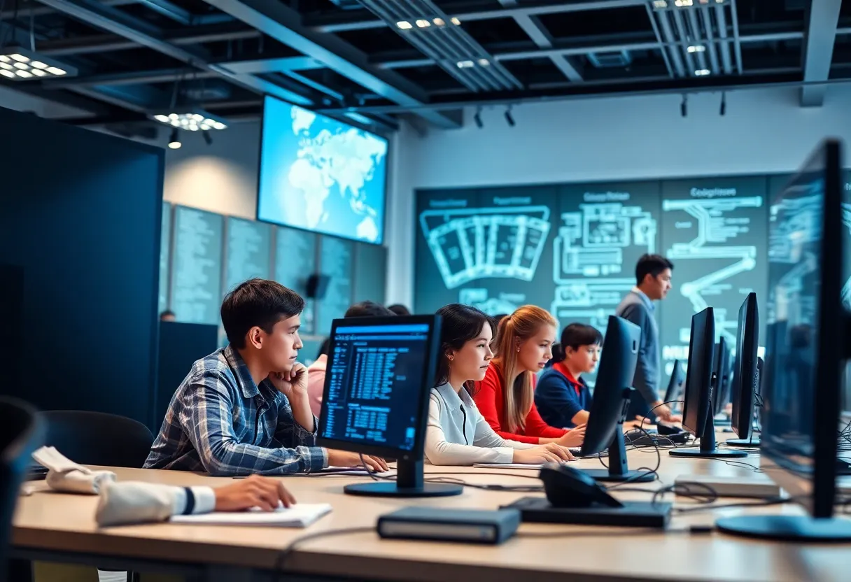 Students and teachers in a technology-enhanced learning environment