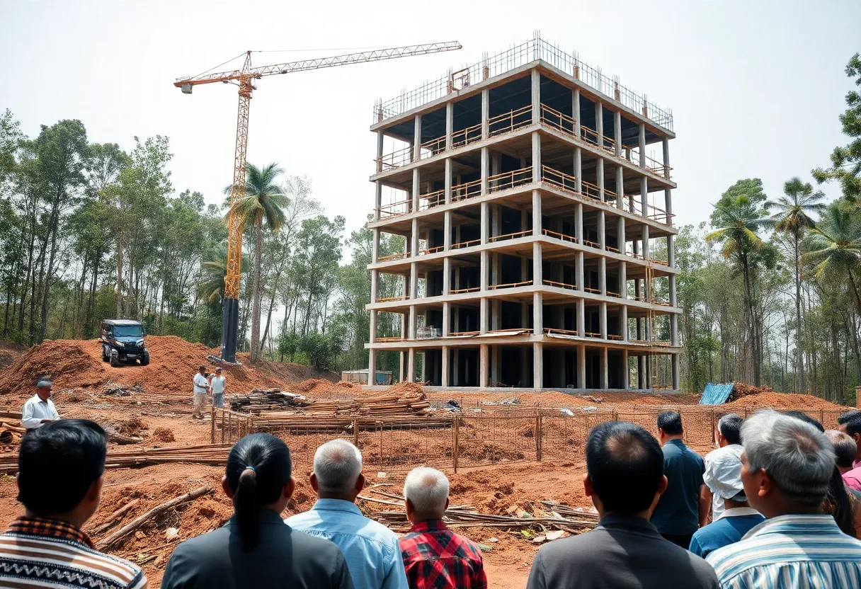 Construction site of Fairfield Inn hotel in Cayce, SC with nearby residential area