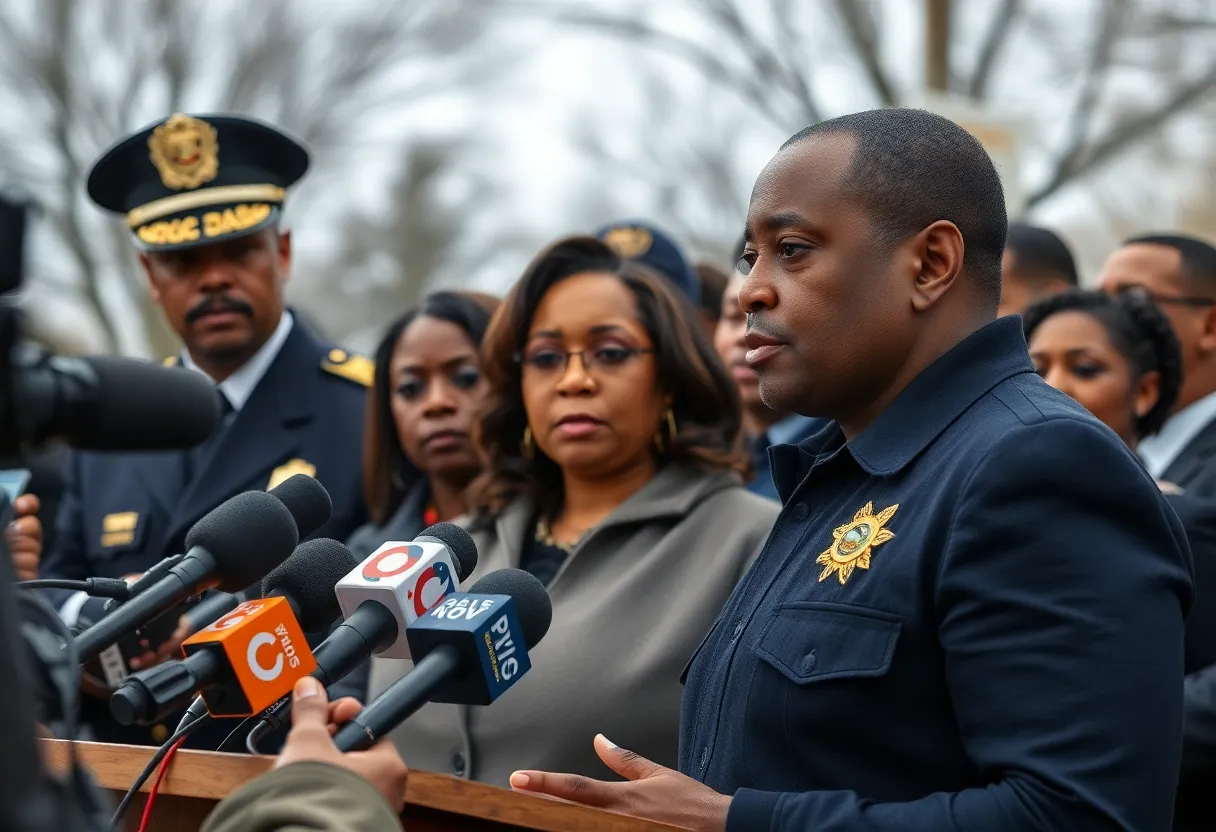 Family members at a press conference demanding answers on police custody death