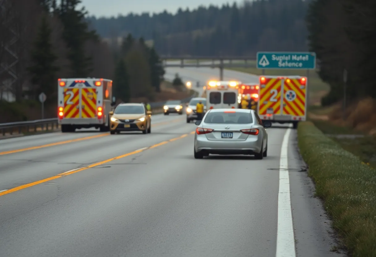 Emergency responders at the scene of an I-77 crash