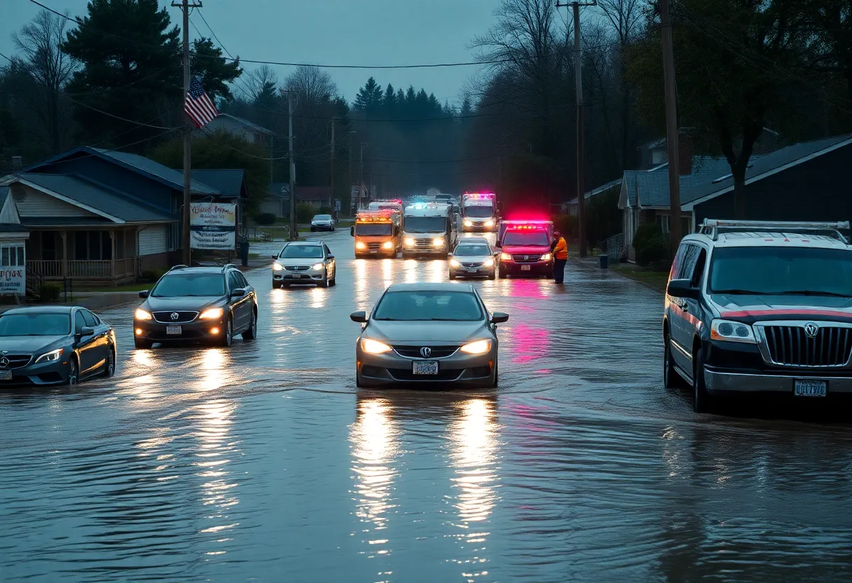 Severe flooding in Mount Joy, Pennsylvania, impacting homes and roadways