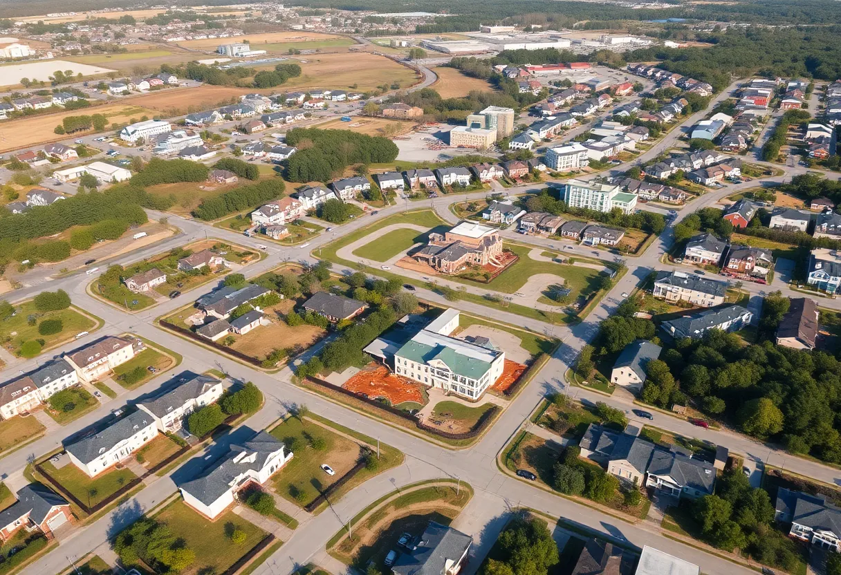 Aerial view of Red Bank SC showing new developments