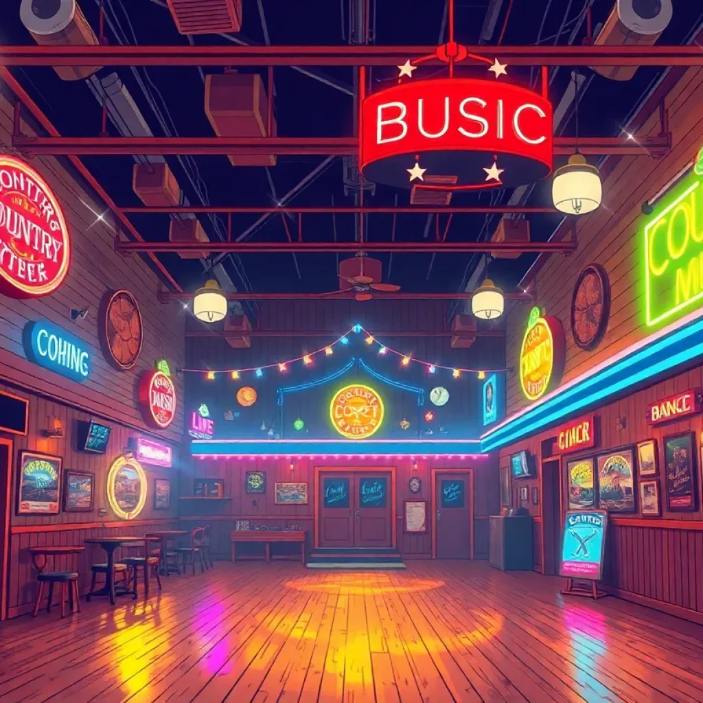 Interior of Skyline Club showcasing vintage decor and a dance floor