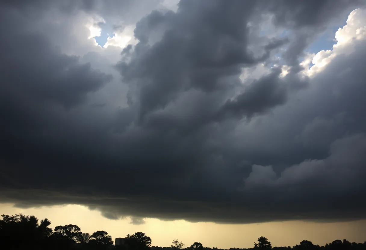 Dark storm clouds with sunlight peeking in South Carolina