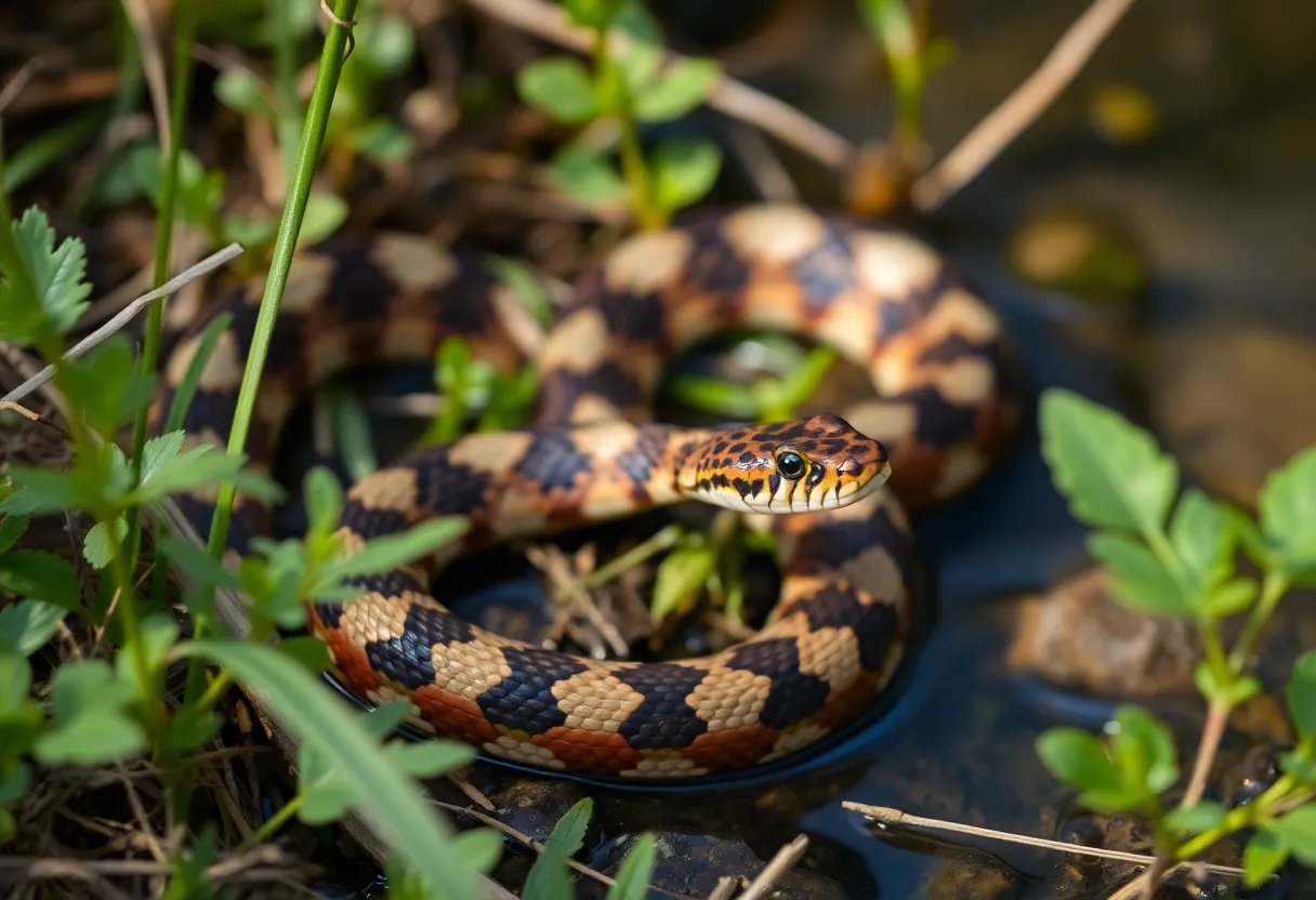 Southern Copperhead snake in natural setting