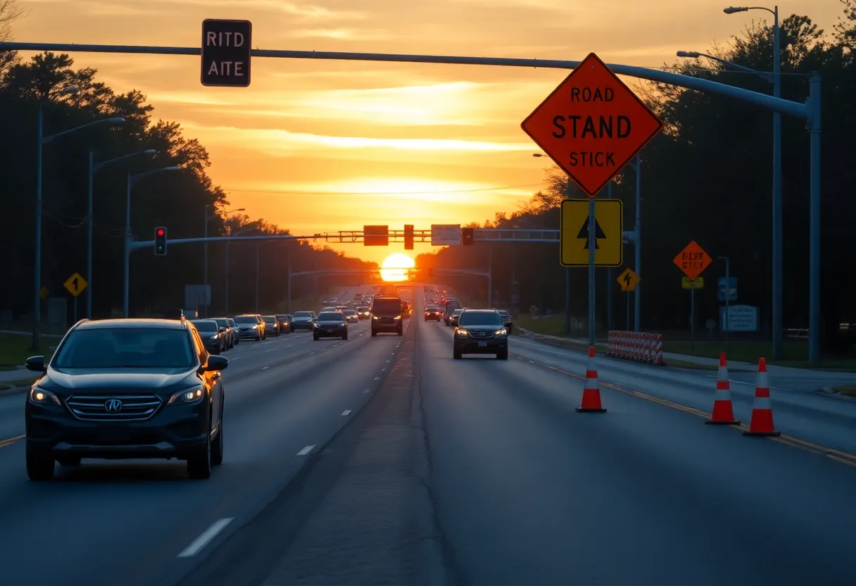 Road safety signage on a Lexington street