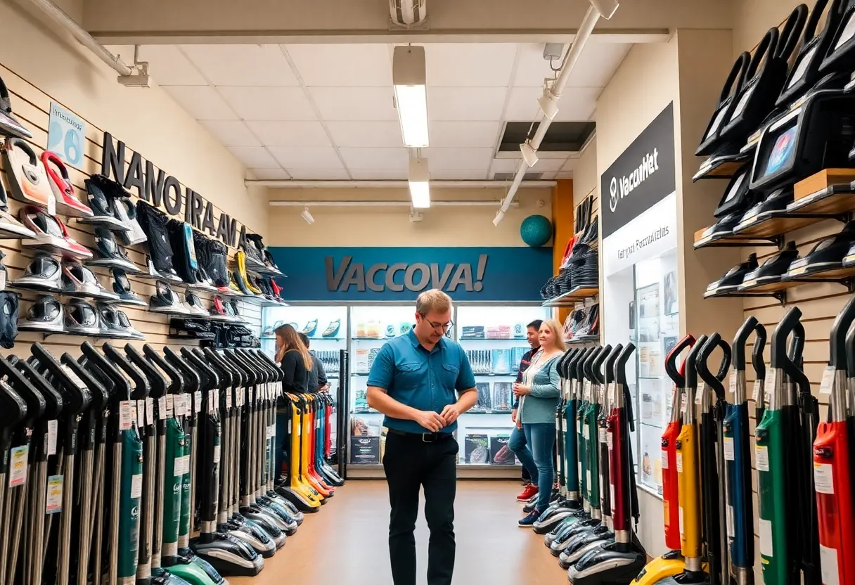 The interior of The Vacuum Center showcasing various vacuum products